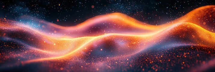 Obraz premium Abstract Cosmic Landscape: Glowing Nebula Waves