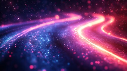 Obraz premium Cosmic Sparkle Trails: A Celestial Dance of Light and Color