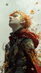 Fototapeta premium Serene Autumn Portrait: A Fantasy Painting