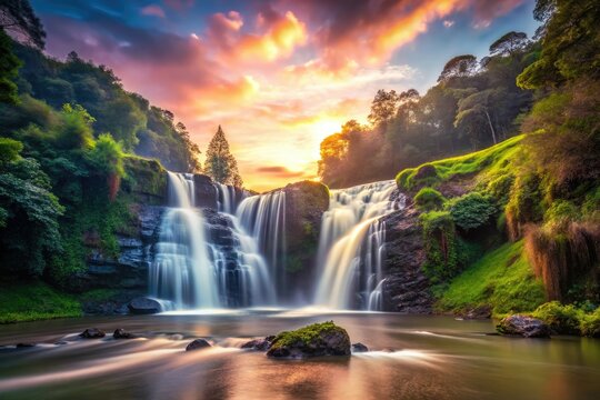 Surreal Kote Abbe Falls Coorg Karnataka India - Dreamlike Landscape