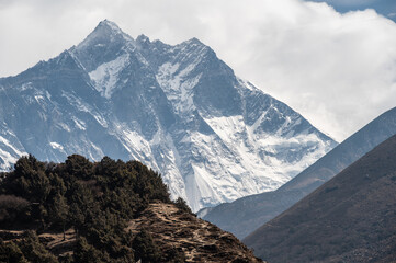 View of Mt.Lhotse the fourth highest mountain in the world at 8,516 metres on the way to Everest...