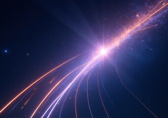 Naklejka premium Colorful light streaks create a dynamic visual effect in a dark background