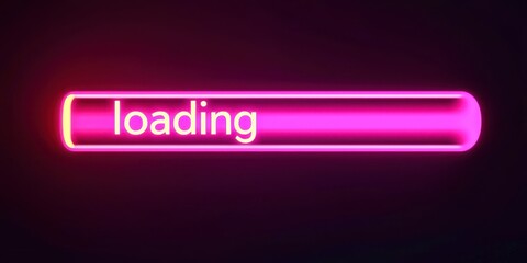 Neon sign that says "loading" in pink
