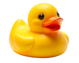 Cheerful yellow rubber ducky resting peacefully on a white background