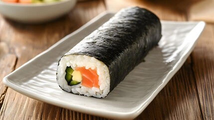 Delicious sushi roll preparation japanese restaurant food photography cozy setting close-up culinary art