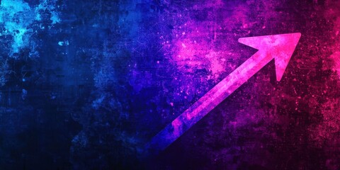 Purple and blue background with a pink arrow pointing upwards