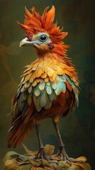 Fototapeta premium Majestic Orange Bird: A Vivid Avian Masterpiece