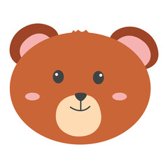 Cute Cartoon Bear Face Illustration. Suitable for children's books, greeting cards, and nature themed designs.
