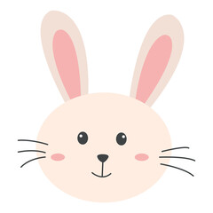 Fototapeta premium Cute Cartoon Bunny Face Illustration. ideal for Easter, spring designs, children's illustrations, baby shower invitations, and animal themed projects.