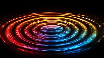 Dynamic colorful ripples in dark water abstract art digital design creative environment high-contrast viewpoint for visual impact