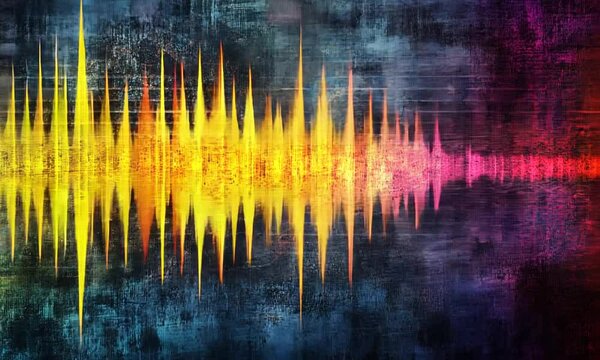 Abstract Soundwave Visual: Vibrant Hues on Grungy Texture