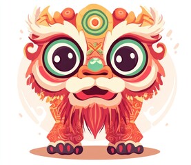 Fototapeta premium Cute cartoon lion dance costume.
