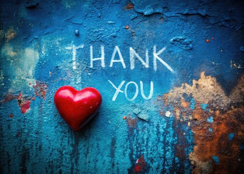 Urban Exploration: Thank You Heart on Glittering Blue Paper - Powered by Adobe