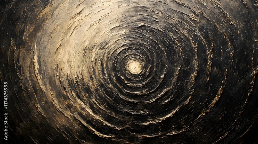 Poster dynamic circular patterns in abstract art studio visual artwork creative environment top-down view c
