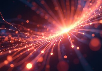 Obraz premium Colorful light trails create a dynamic abstract pattern in a dark background