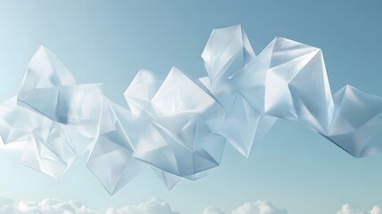 Dynamic abstract cloud shapes open sky digital art serene environment aerial view conceptual design