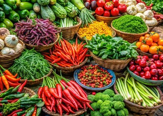 Fototapeta premium Vibrant Street Market Vegetables Ho Chi Minh City, Vietnam