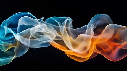 Flowing colorful smoke patterns abstract art digital imagery dark background aesthetic view visual concept
