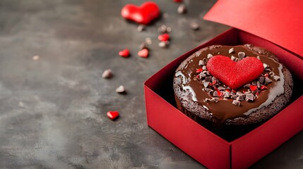 Chocolate Lava Cake with Valentine's Day, in a pink box, with space above for text