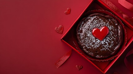 Chocolate Lava Cake with Valentine's Day, in a pink box, with space above for text