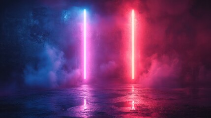 Fototapeta premium Neon Lights Reflecting in a Mystical Night Scene