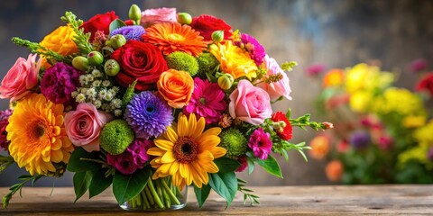 Obraz premium Vibrant mix of colorful flowers arranged in a elegant bouquet, beautiful, flowers, beautiful,flowers