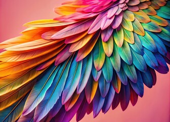 Obraz premium Watercolor Bird Wing Close-up on Pink Background
