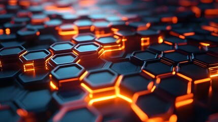 Dynamic hexagonal patterns with glowing effects digital space abstract art futuristic environment top-down viewpoint