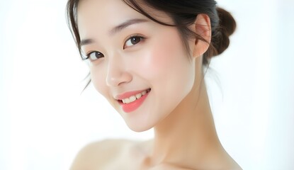 Beautiful young Asian woman smiling and happy created with Generative AI
