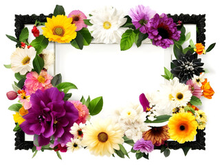 Obraz premium photo frame with flowers - floral photo frame