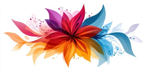 Obraz premium A vibrant floral design featuring colorful petals and leaves, ideal for graphic resources.