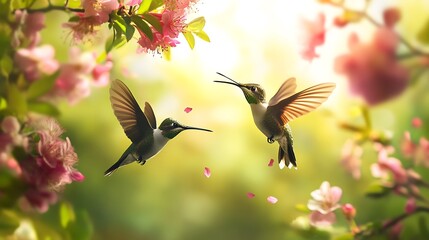 Hummingbirds in Springtime Bloom: A Symphony of Nature's Grace
