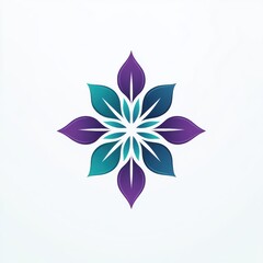 Fototapeta premium A stylized flower logo with layered petals in teal and purple hues.