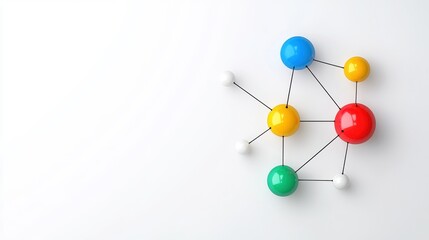 Colorful Molecular Structure on White Background with Creative Scientific Design