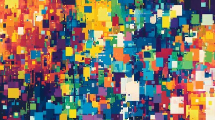 Fototapeta premium Vibrant colorful abstract artwork digital space graphic design dynamic environment aerial view modern concept