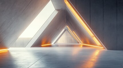 Obraz premium Modern architectural interior with angular design and lighting