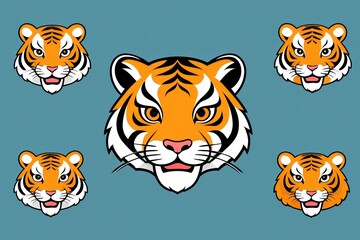 a close up of a tiger's face with many different expressions
