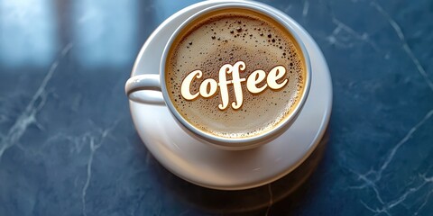 Coffee cup with the word coffee written on it