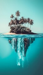 Obraz premium Explore a surreal tunnel leading to floating islands and enchanting waterfalls in a dreamlike realm