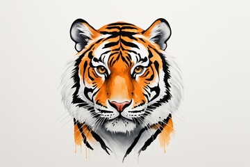 there is a drawing of a tiger with a white background
