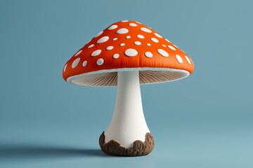 there is a red and white mushroom on a blue background