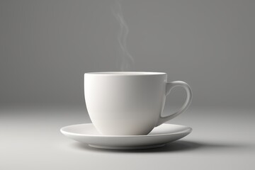 there is a white cup with a saucer on a saucer