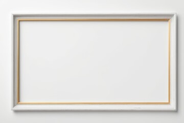 Fototapeta premium a white frame with a gold border on a white wall