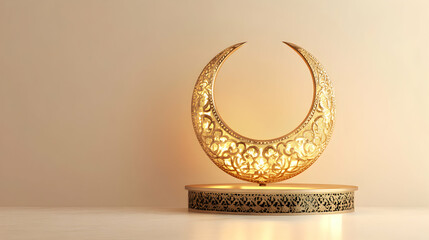 Illuminated Crescent Moon Lamp Decorates Simple Room