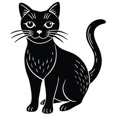 black and white cat vector 