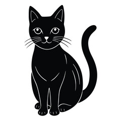 black and white cat vector 