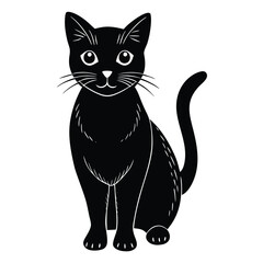 black and white cat vector 