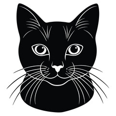 black and white cat vector 