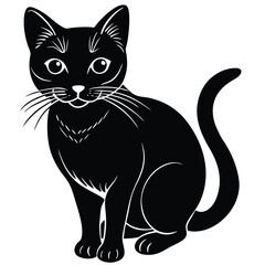black and white cat vector 