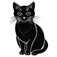 black and white cat vector 